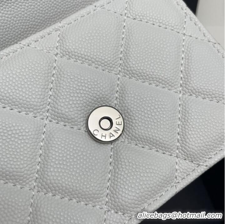 Famous Brand Chanel Grained Calfskin CLUTCH WITH CHAIN AP2758 white