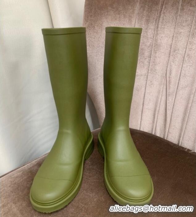 Best Price Chanel Rubber Rain Boots Green 070163