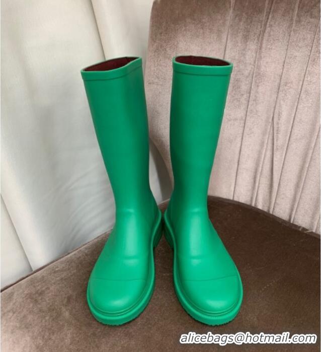 Luxury Chanel Rubber Rain Boots Green 070164