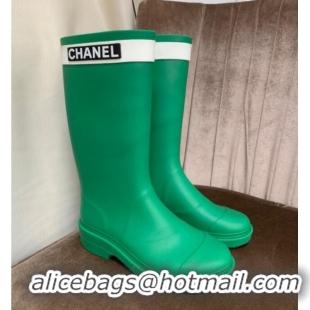 Duplicate Chanel Rubber Rain Boots Green 070167