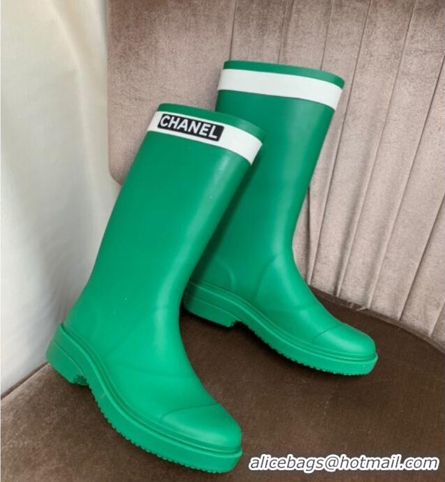 Duplicate Chanel Rubber Rain Boots Green 070167