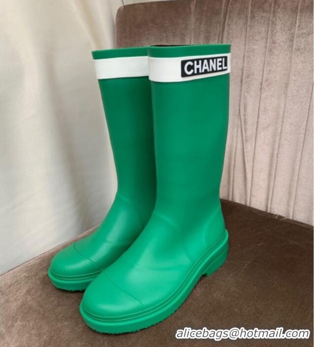 Duplicate Chanel Rubber Rain Boots Green 070167