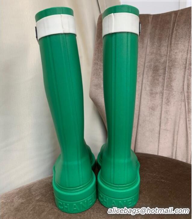 Duplicate Chanel Rubber Rain Boots Green 070167