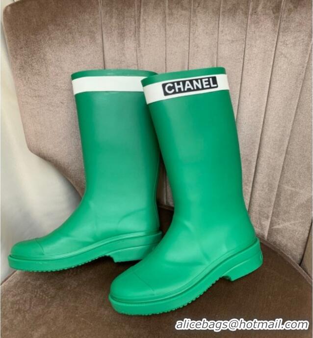 Duplicate Chanel Rubber Rain Boots Green 070167