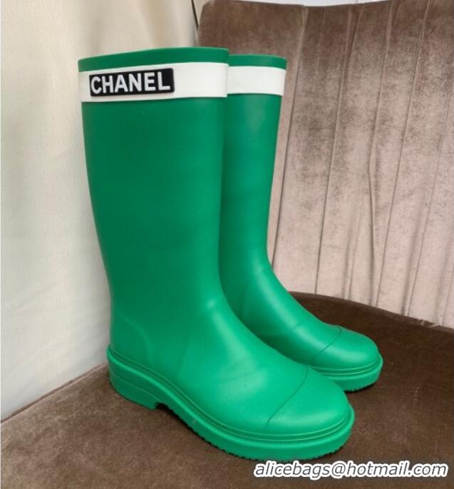 Duplicate Chanel Rubber Rain Boots Green 070167