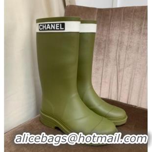 Grade Quality Top Grade Chanel Rubber Rain Boots Green 070168