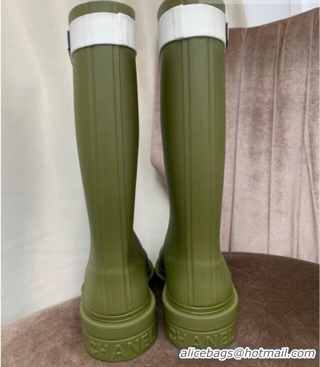 Grade Quality Top Grade Chanel Rubber Rain Boots Green 070168