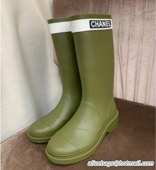 Grade Quality Top Grade Chanel Rubber Rain Boots Green 070168