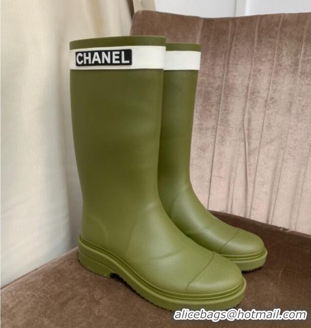 Grade Quality Top Grade Chanel Rubber Rain Boots Green 070168