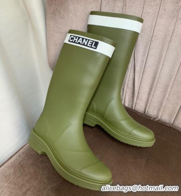 Grade Quality Top Grade Chanel Rubber Rain Boots Green 070168