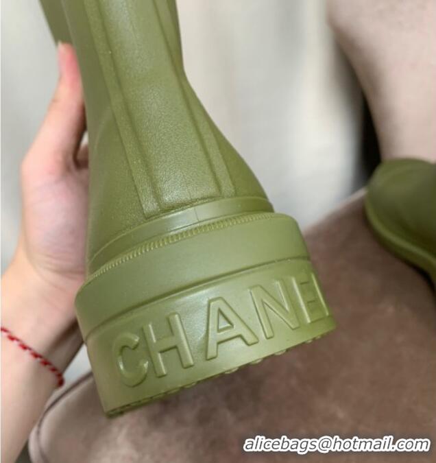 Grade Quality Top Grade Chanel Rubber Rain Boots Green 070168