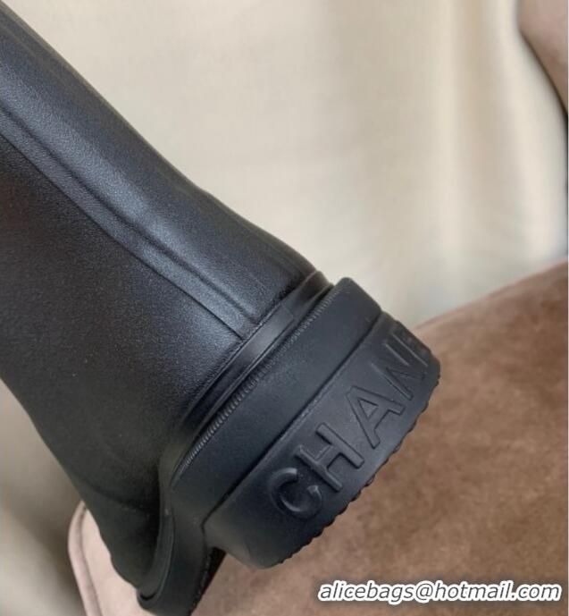 Crafted Chanel Rubber Rain Boots Black 070169