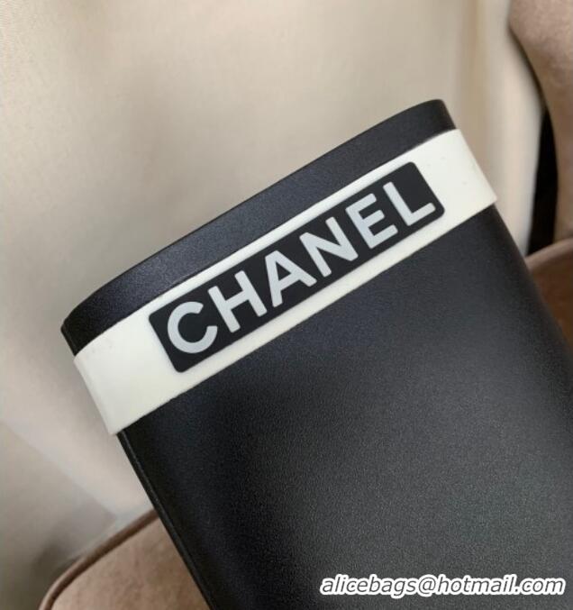 Crafted Chanel Rubber Rain Boots Black 070169