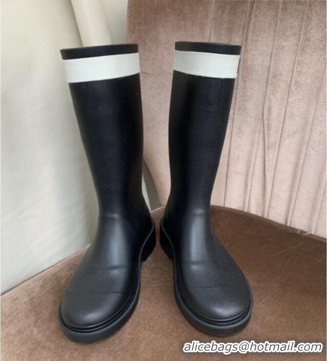 Crafted Chanel Rubber Rain Boots Black 070169