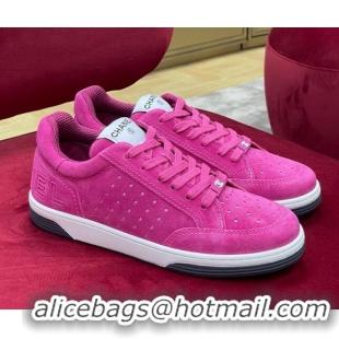 Hot Style Chanel Suede Sneakers G38811 Fuchsia Pink