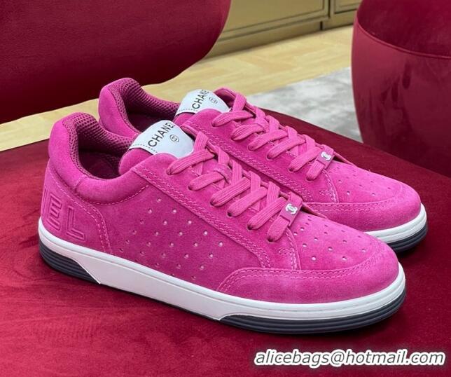 Hot Style Chanel Suede Sneakers G38811 Fuchsia Pink