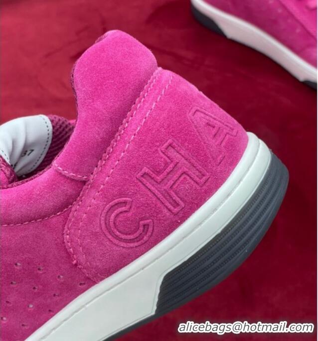 Hot Style Chanel Suede Sneakers G38811 Fuchsia Pink