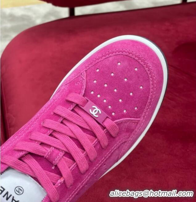 Hot Style Chanel Suede Sneakers G38811 Fuchsia Pink