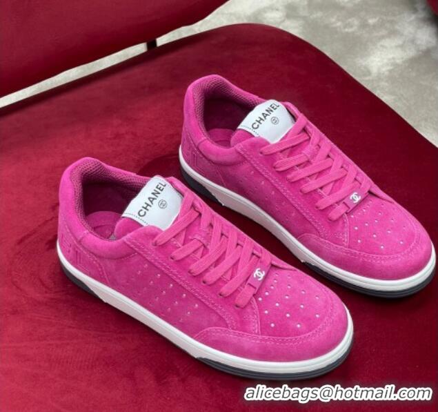 Hot Style Chanel Suede Sneakers G38811 Fuchsia Pink