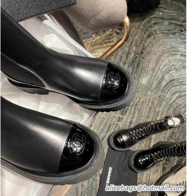 Purchase Chanel Calfskin Slip-on Ankle Boots Black 070488