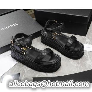 Perfect Chanel Lambskin Sandals G39143 Black