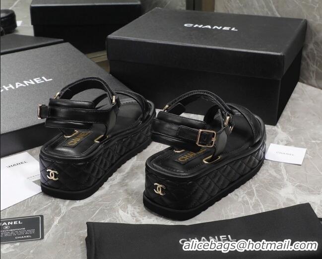 Perfect Chanel Lambskin Sandals G39143 Black