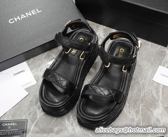 Perfect Chanel Lambskin Sandals G39143 Black