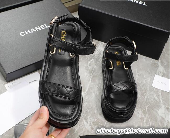 Perfect Chanel Lambskin Sandals G39143 Black