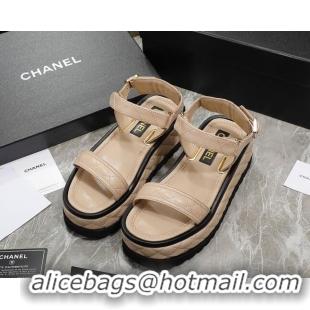 Classic Hot Chanel Suede Sandals G39143 Beige 070494