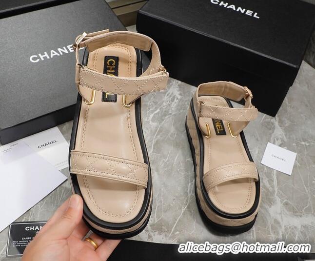 Classic Hot Chanel Suede Sandals G39143 Beige 070494