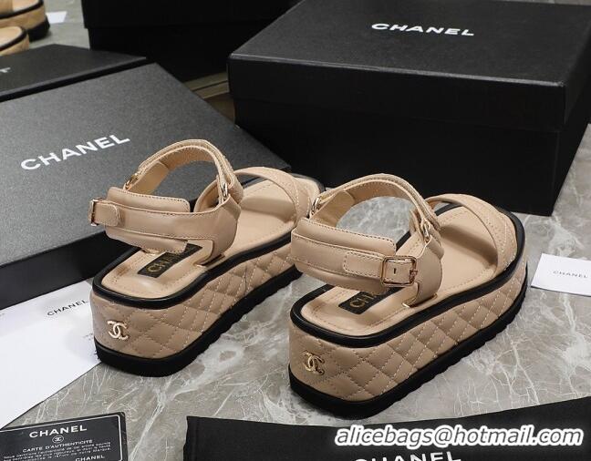 Classic Hot Chanel Suede Sandals G39143 Beige 070494