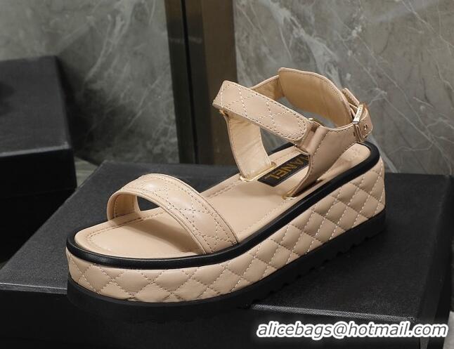 Classic Hot Chanel Suede Sandals G39143 Beige 070494