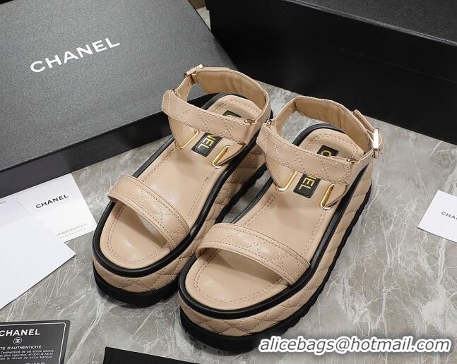 Classic Hot Chanel Suede Sandals G39143 Beige 070494