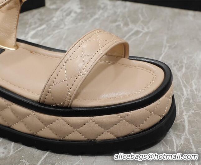 Classic Hot Chanel Suede Sandals G39143 Beige 070494