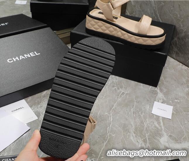 Classic Hot Chanel Suede Sandals G39143 Beige 070494