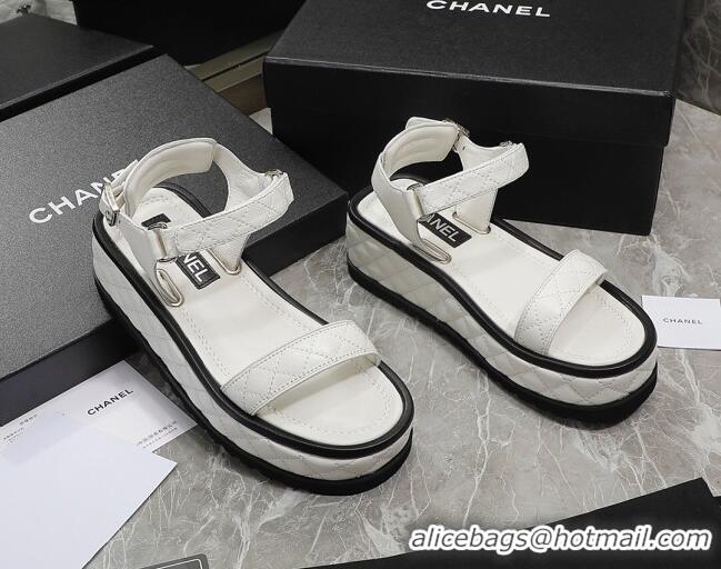 Hot Style Chanel Lambskin Sandals G39143 White