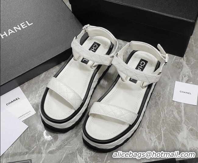 Hot Style Chanel Lambskin Sandals G39143 White