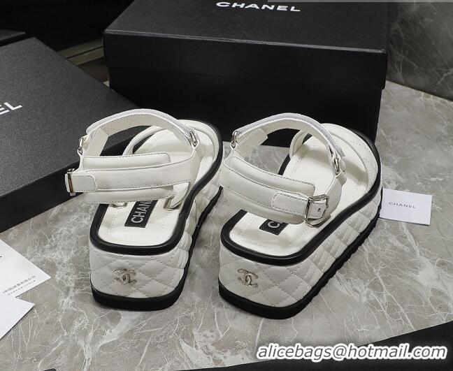 Hot Style Chanel Lambskin Sandals G39143 White