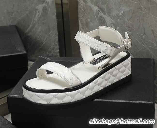 Hot Style Chanel Lambskin Sandals G39143 White