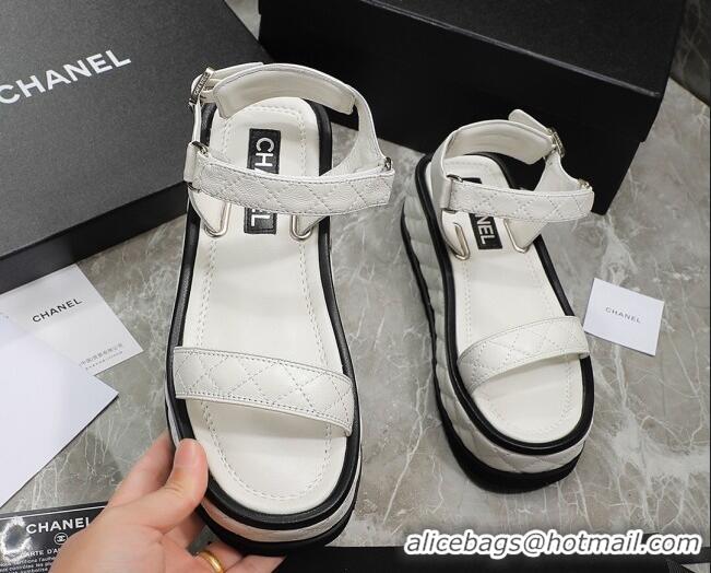 Hot Style Chanel Lambskin Sandals G39143 White