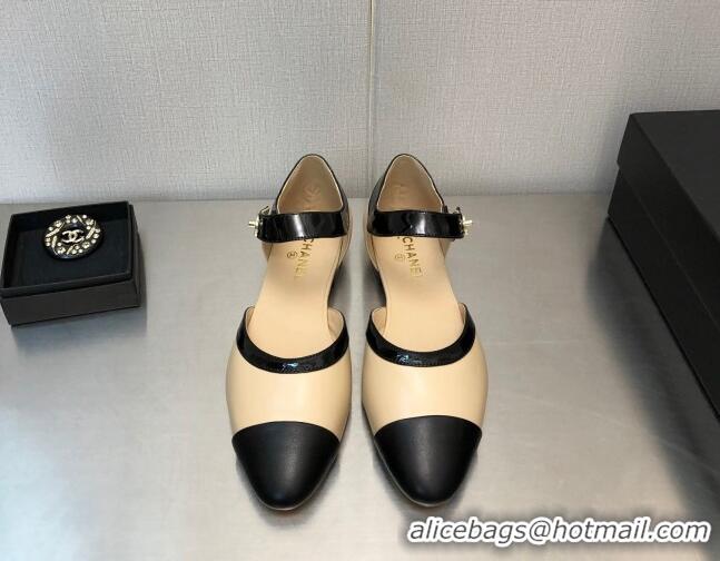 Stylish Chanel Lambskin Flat Shoes Beige 0704100