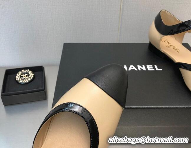 Stylish Chanel Lambskin Flat Shoes Beige 0704100