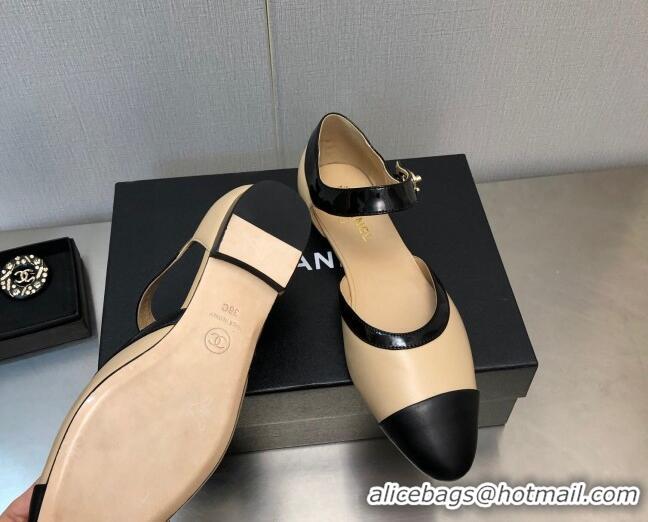 Stylish Chanel Lambskin Flat Shoes Beige 0704100