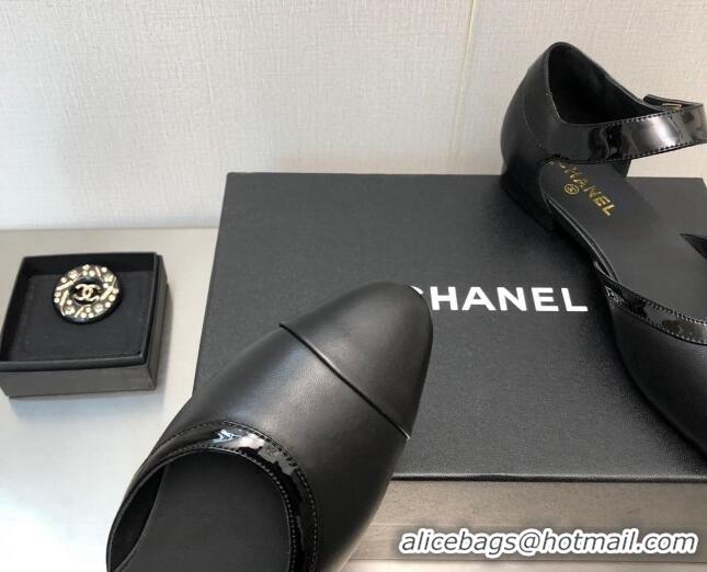 Stylish Chanel Lambskin Flat Shoes Black 0704101