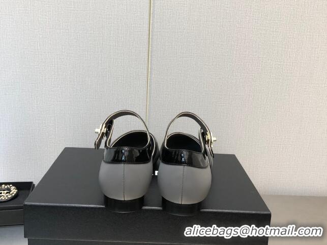 Classic Chanel Lambskin Flat Shoes Gray 0704103