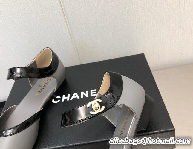 Classic Chanel Lambskin Flat Shoes Gray 0704103