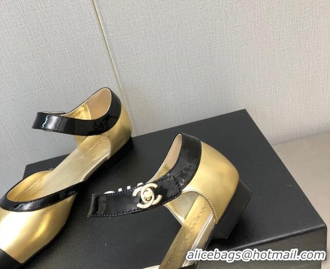 Good Quality Chanel Lambskin Flat Shoes Gold 0704104