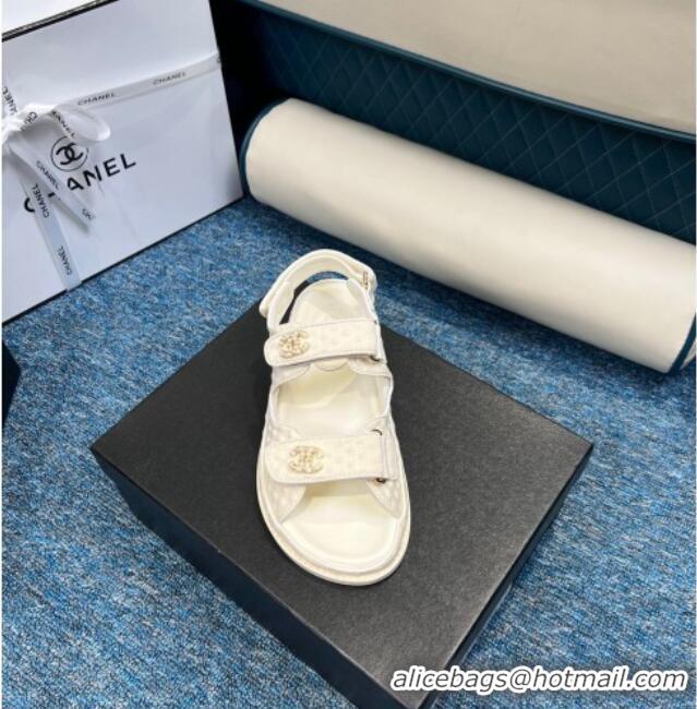 Sophisticated Chanel Knitwear Strap Flat Sandals G35927 White