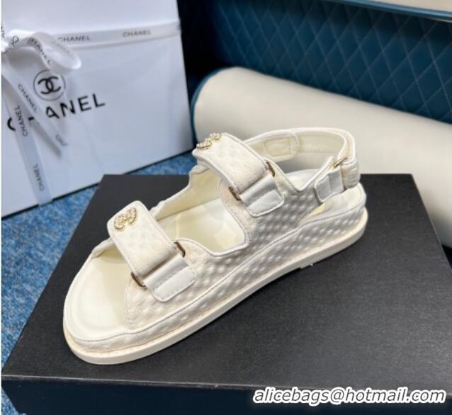 Sophisticated Chanel Knitwear Strap Flat Sandals G35927 White