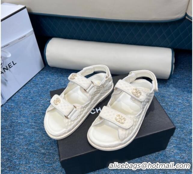 Sophisticated Chanel Knitwear Strap Flat Sandals G35927 White